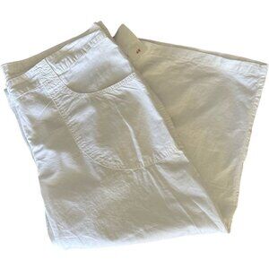 NWT H&M L.O.G.G. White Wide Leg Capri Pants with Pockets Belt Loops Women's 14